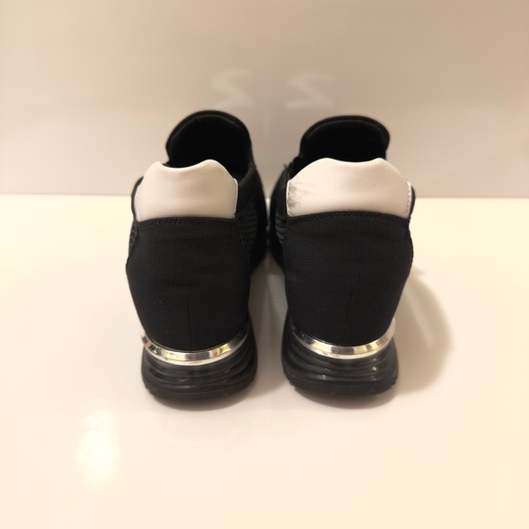 Black and White ‘Z’ Women's Mesh Platform Hidden Wedge Sneakers - Picture 3 of 3